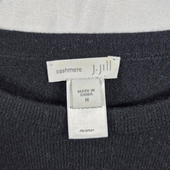 J Jill Sweater Womens M Black Knit 100% Cashmere Pullover Long Sleeve Top - Picture 5 of 8